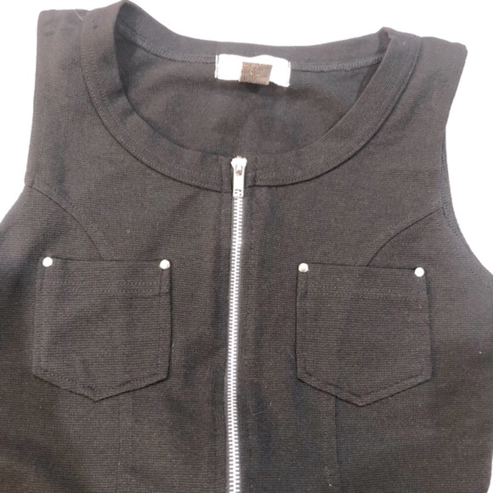 THREE BEE label black sleevless front half zip bodysuit sizeL excellent cond - Picture 12 of 14